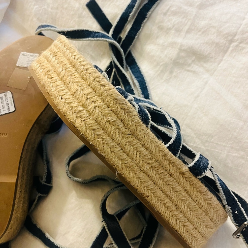 Authentic Miu Miu Blue Espadrille Shoes with Strappy Design - Picture 4 of 5